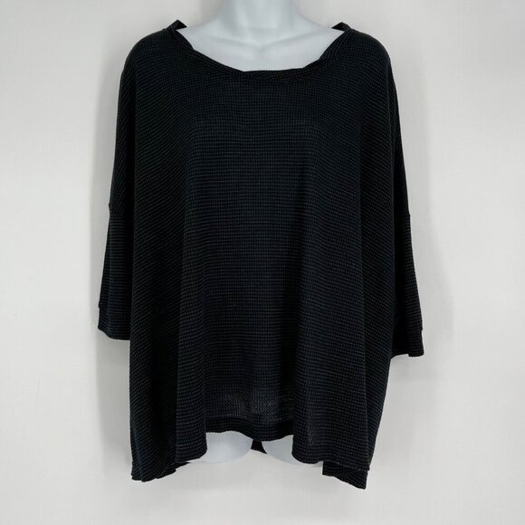 Free People Black Textured Open Back Oversized  Top‎ S - Picture 1 of 7